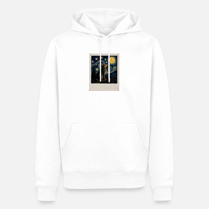 Style Star cat in night - Sweat à capuche Premium bio Homme - blanc
