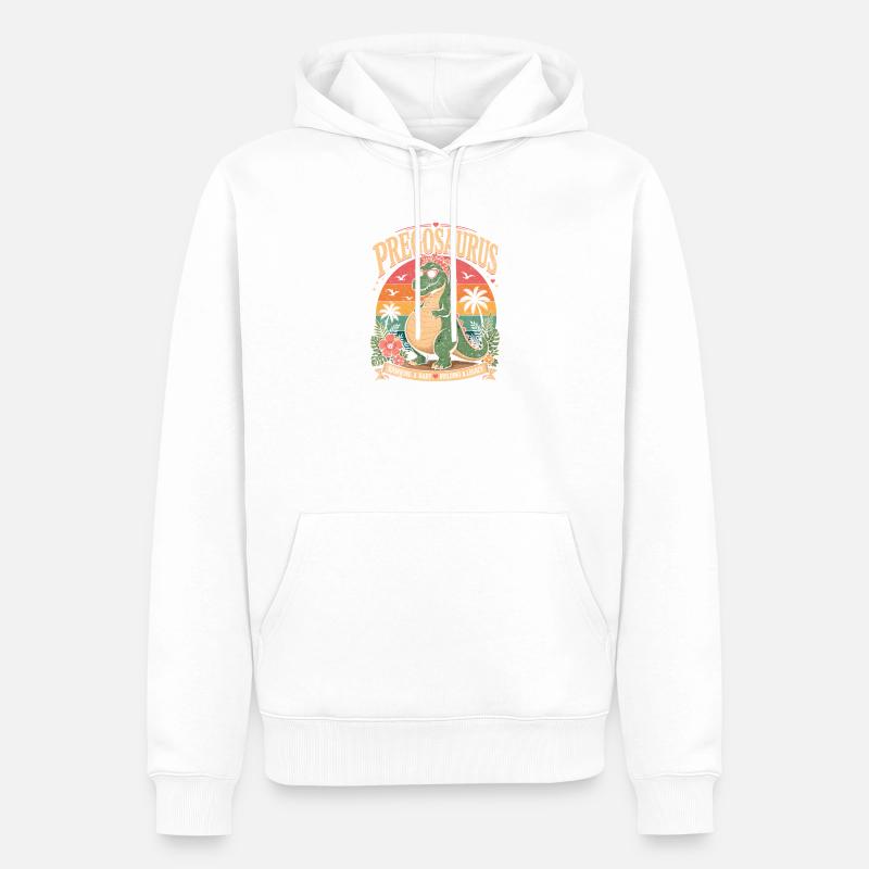 Dino Pregosaurus enceinte drôle - Sweat à capuche Premium bio Homme - blanc