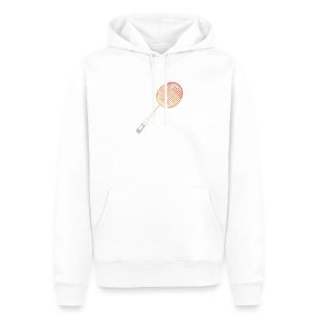 Esquisse de raquette de badminton - Sweat à capuche Premium bio Homme - blanc - Devant - Nico (187cm)