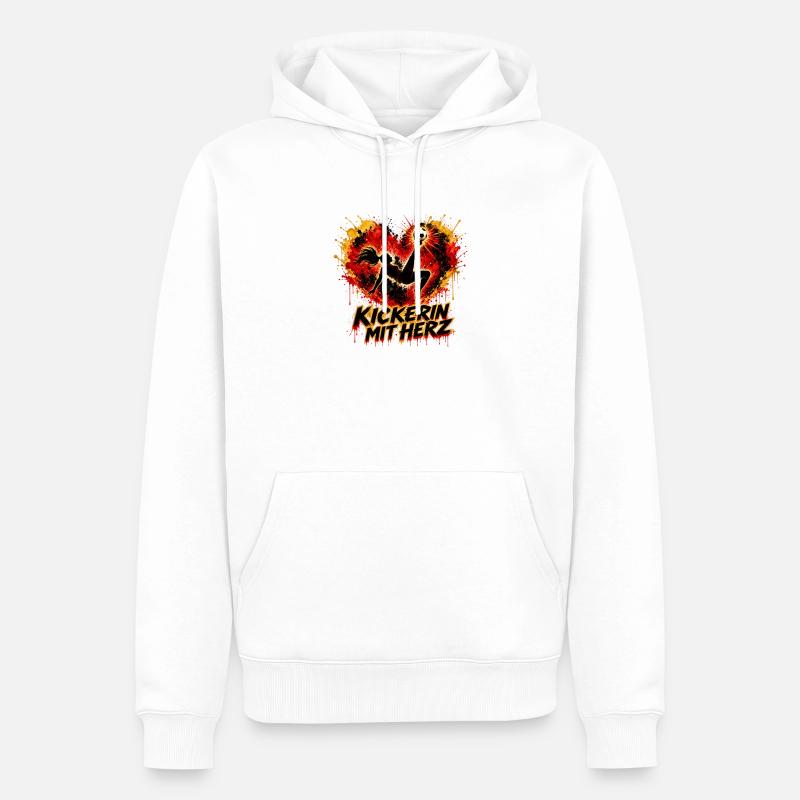 Kickerin mit Herz - Männer Premium Bio Hoodie - Weiß