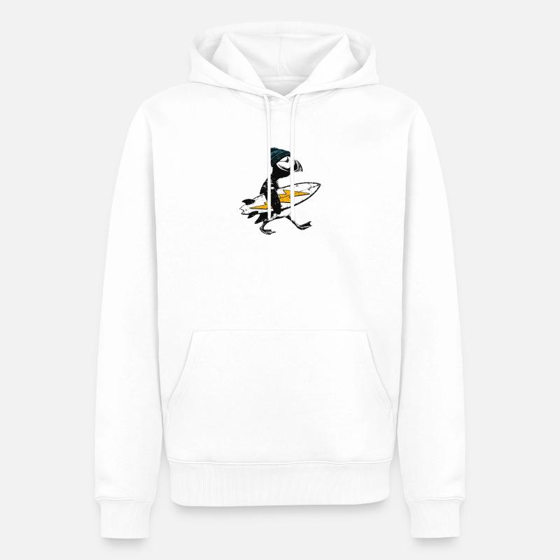 Petit macareux surfeur - Sweat à capuche Premium bio Homme - blanc