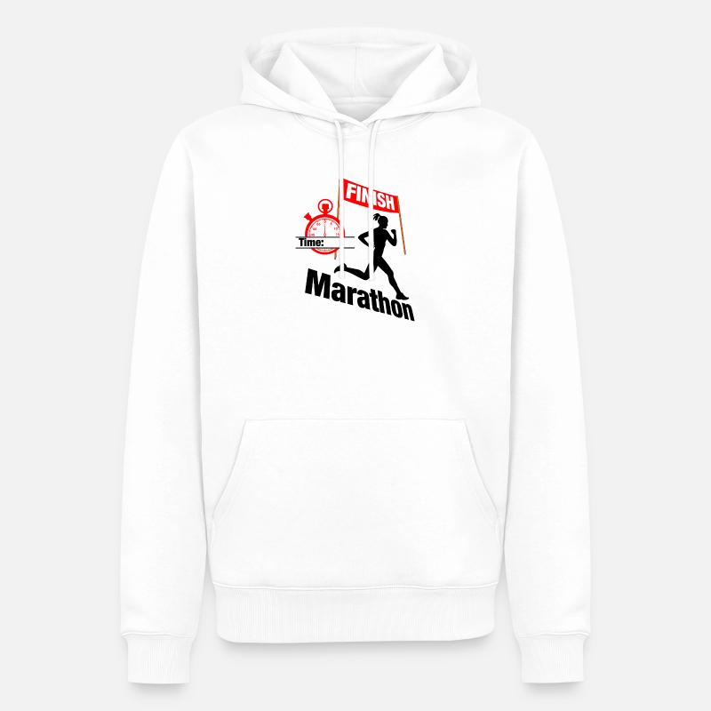 Coureuse marathonienne – Temps de course - Sweat à capuche Premium bio Homme - blanc
