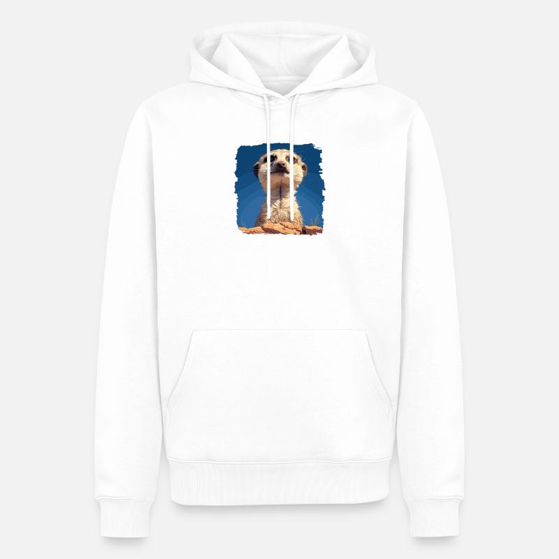 Suricate Erdmännchen - Sweat à capuche Premium bio Homme - blanc