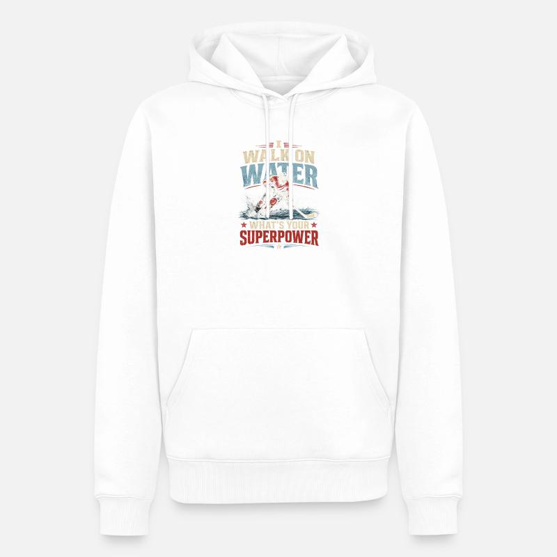 Superpuissance du Marcheur d’Eau - Sweat à capuche Premium bio Homme - blanc