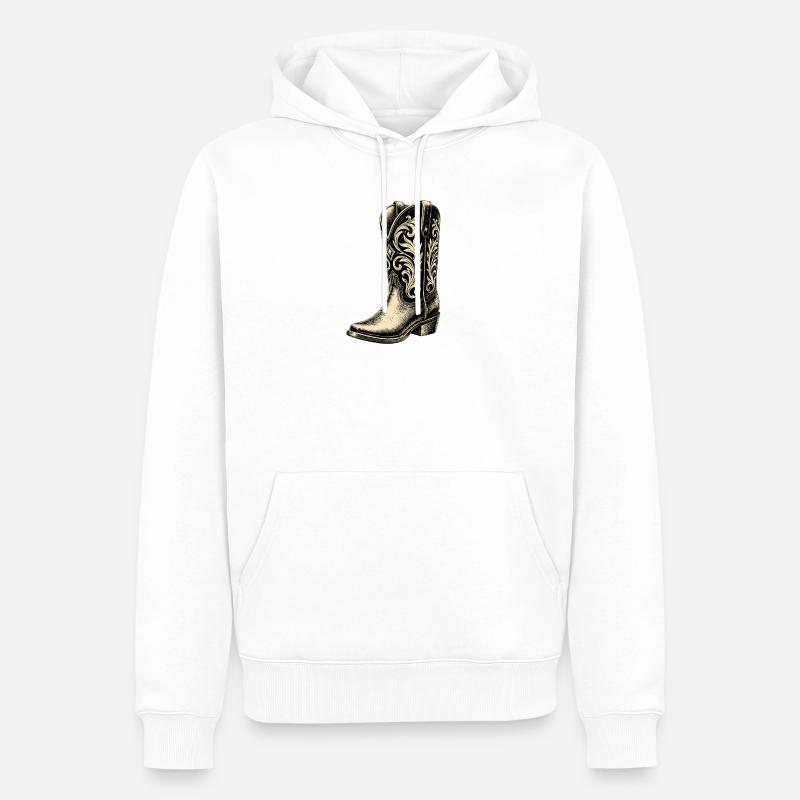 Bottes de cowboy - Sweat à capuche Premium bio Homme - blanc