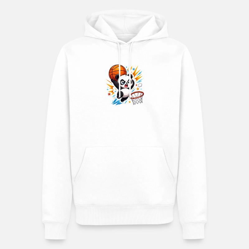 Puissant Panda Slam Dunk - Sweat à capuche Premium bio Homme - blanc