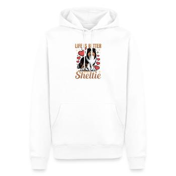 Shetland Sheepdog Sheltie Dog Breed - Men’s Premium Organic Hoodie - white - Front - Nico (187cm)