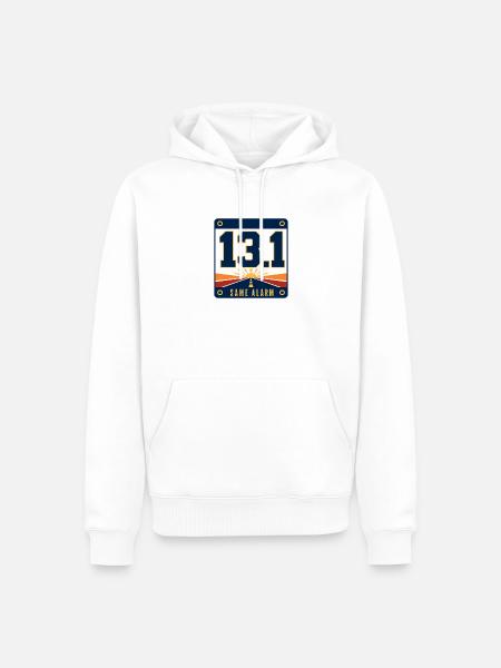 13.1 Same Alarm Halbmarathonläufer-Humor - Männer Premium Bio Hoodie - Weiß