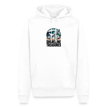 Coucher de soleil sur les trésors du rivage - Sweat à capuche Premium bio Homme - blanc - Devant - Nico (187cm)
