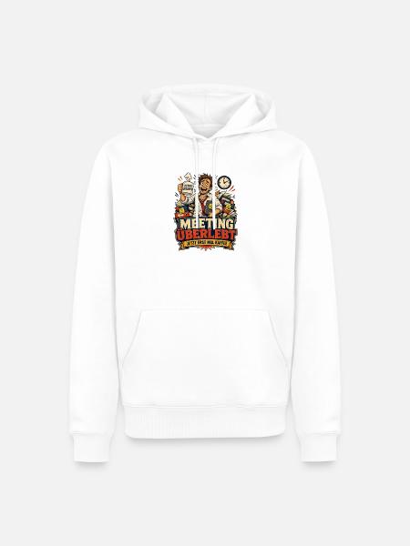 Meeting überlebt – jetzt erst mal Kaffee (lustig) - Männer Premium Bio Hoodie - Weiß