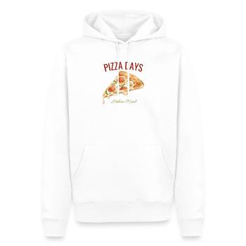 Jours de la pizza – Pour les vrais fans de pizza - Sweat à capuche Premium bio Homme - blanc - Devant - Nico (187cm)