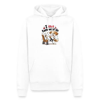 I Love Taek-woof-do Martial Arts Puppy - Men’s Premium Organic Hoodie - white - Front - Nico (187cm)
