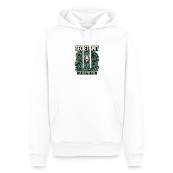 Geheimer Ort der Pilzsuche, keine fallenden Nadeln - Männer Premium Bio Hoodie - Weiß - Vorne - Nico (187cm)
