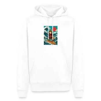 Surfen Shiba Inu Samurai Doge Japan - Männer Premium Bio Hoodie - Weiß - Vorne - Nico (187cm)