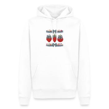 Crochet fraise cottagecore - Sweat à capuche Premium bio Homme - blanc - Devant - Nico (187cm)