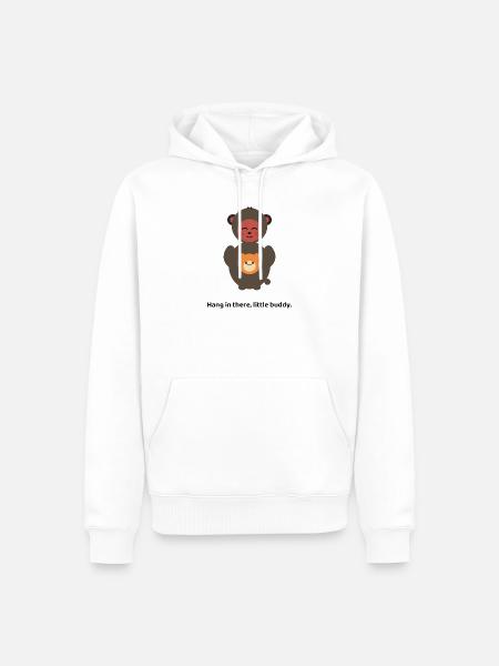Süßes Punch the Monkey virales Meme-T-Shirt - Männer Premium Bio Hoodie - Weiß