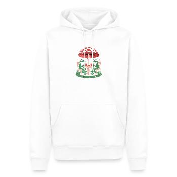 Pause café des grenouilles heureuses sous le parasol champignon - Sweat à capuche Premium bio Homme - blanc - Devant - Nico (187cm)