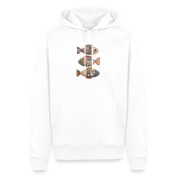 Trio de poissons au crochet patchwork - Sweat à capuche Premium bio Homme - blanc - Devant - Nico (187cm)