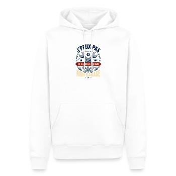 J'peux Pas J'ai Garage - Cadeau Mécanicien Rétro - Sweat à capuche Premium bio Homme - blanc - Devant - Nico (187cm)