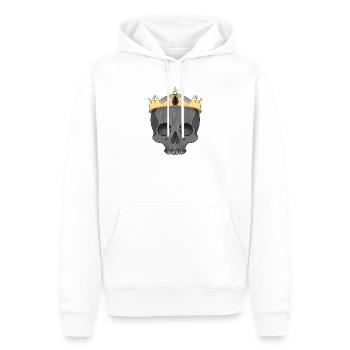 Kronen-Schädel: Königs Gothic-Desig - Männer Premium Bio Hoodie - Weiß - Vorne - Nico (187cm)