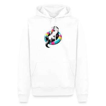 Otter mit Eis im Stencil Style - Männer Premium Bio Hoodie - Weiß - Vorne - Nico (187cm)