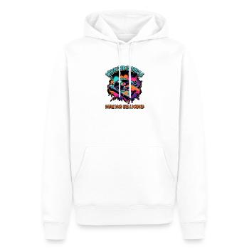 Gott als DJ – Jeder Tropfen zählt - Männer Premium Bio Hoodie - Weiß - Vorne - Nico (187cm)