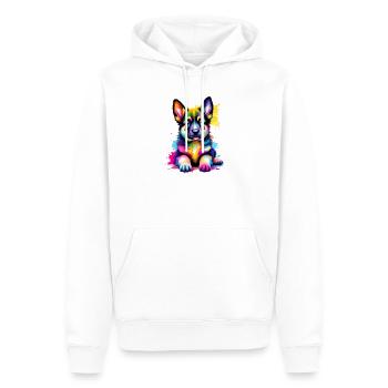 Farbenfroher Schäferhund Welpe - Männer Premium Bio Hoodie - Weiß - Vorne - Nico (187cm)