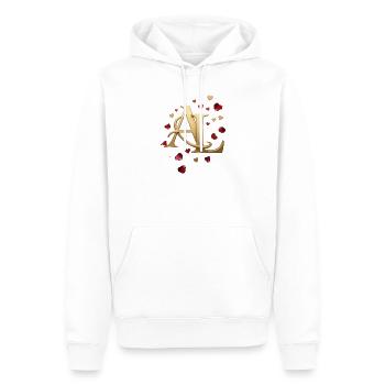 AL Monogramm in Gold mit Herzen - Männer Premium Bio Hoodie - Weiß - Vorne - Nico (187cm)
