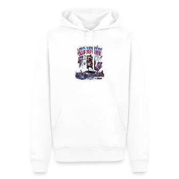 JIMOTHY Raccoon Retro - Men’s Premium Organic Hoodie - white - Front - Nico (187cm)