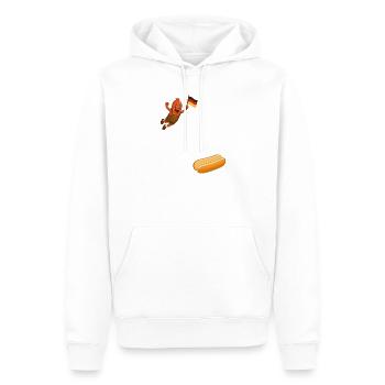 Schnitzel, das in ein Brötchen - Männer Premium Bio Hoodie - Weiß - Vorne - Nico (187cm)
