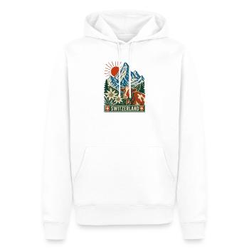Schweizer Bergkuh im Sonnenaufgang - Männer Premium Bio Hoodie - Weiß - Vorne - Nico (187cm)