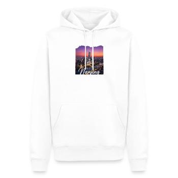 Nanjing Skyline Sunset - Men’s Premium Organic Hoodie - white - Front - Nico (187cm)