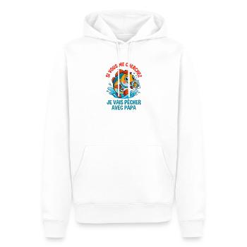 Je Vais Pêcher Avec Papa Cadeau Enfant - Sweat à capuche Premium bio Homme - blanc - Devant - Nico (187cm)