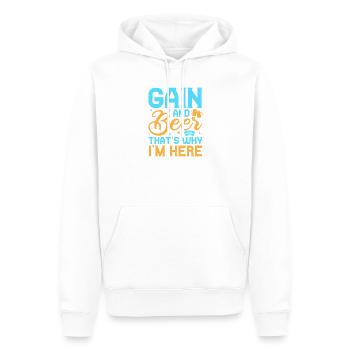 Fan de jeu et bière, c’est pour ça que je suis là - Sweat à capuche Premium bio Homme - blanc - Devant - Nico (187cm)
