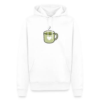 Kawaii Matcha Tea Heart Mug - Men’s Premium Organic Hoodie - white - Front - Nico (187cm)