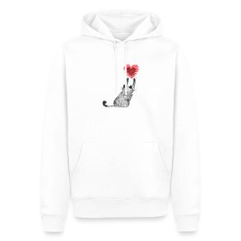 Un chat patte au cœur attrape son cœur - Sweat à capuche Premium bio Homme - blanc - Devant - Nico (187cm)