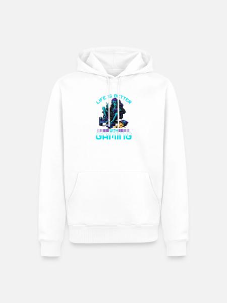 Skeleton Gamer Gaming Halloween - Männer Premium Bio Hoodie - Weiß