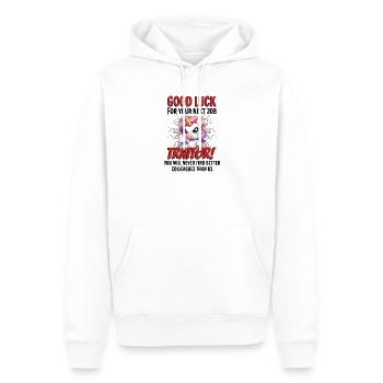 Drôle d’adieu collègue - Sweat à capuche Premium bio Homme - blanc - Devant - Nico (187cm)