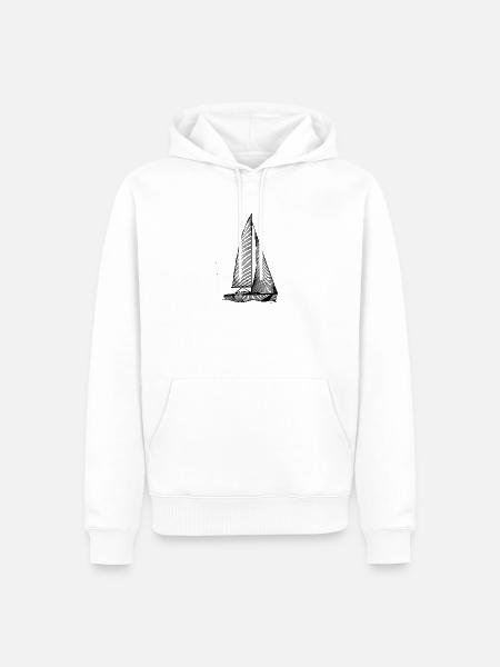 Segelboot Skizze - Männer Premium Bio Hoodie - Weiß