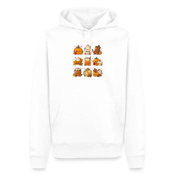 Kawaii Pumpkin Spice | Kürbis, Herbst & Gewürze - Männer Premium Bio Hoodie - Weiß - Vorne - Nico (187cm)
