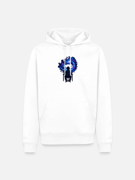 Kosmische Kreativität am Schreibtisch - Männer Premium Bio Hoodie - Weiß
