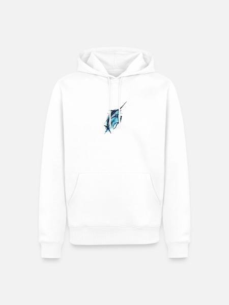 Dive into Blue: Marlin Tattoo - Männer Premium Bio Hoodie - Weiß