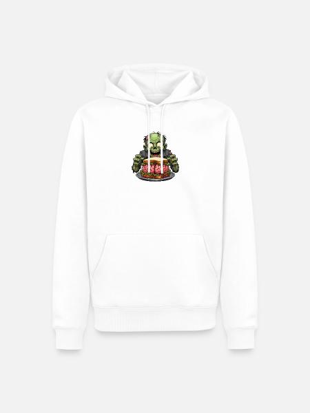 Zombie mit Gehirn Sandwich - Männer Premium Bio Hoodie - Weiß