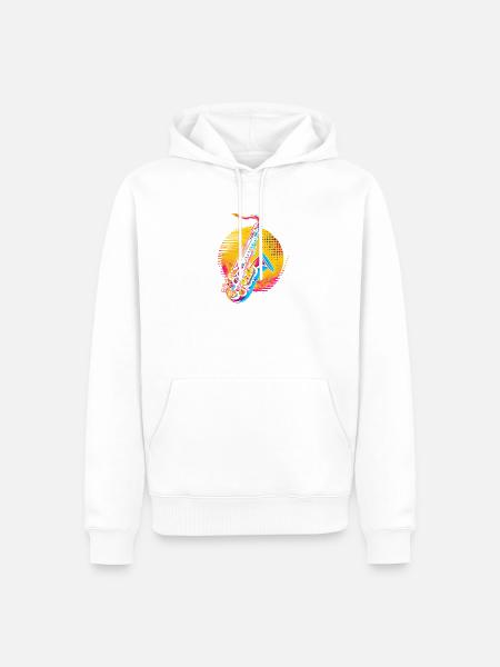 Saxophon Synthwave - Männer Premium Bio Hoodie - Weiß