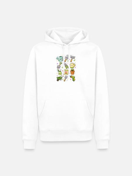 Kawaii Gartenwerkzeug | Gärtnern - Männer Premium Bio Hoodie - Weiß
