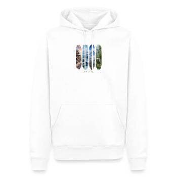Nepal Travel – Himalaya & Tempel Motiv - Männer Premium Bio Hoodie - Weiß - Vorne - Nico (187cm)