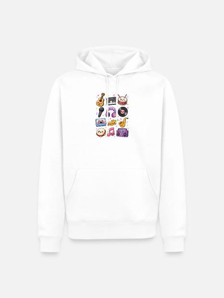 Kawaii Musik | Instrumente & Retro - Männer Premium Bio Hoodie - Weiß