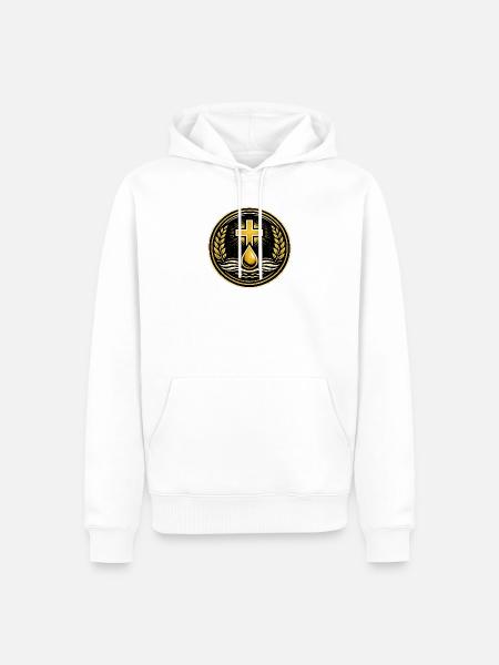 Kreuz Taufe Wellen Emblem - Männer Premium Bio Hoodie - Weiß