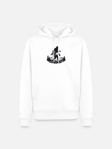 Bigfoot hält Kanada-Gäns-Silhouetten-Design - Männer Premium Bio Hoodie - Weiß