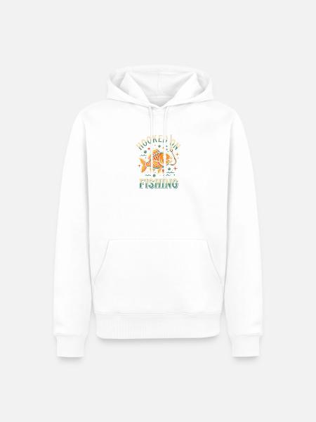 Gefangen beim Angeln - Männer Premium Bio Hoodie - Weiß